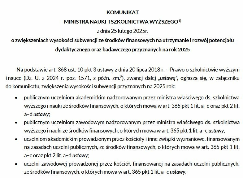 !!! Komunikat w sprawie podwyżek !!!